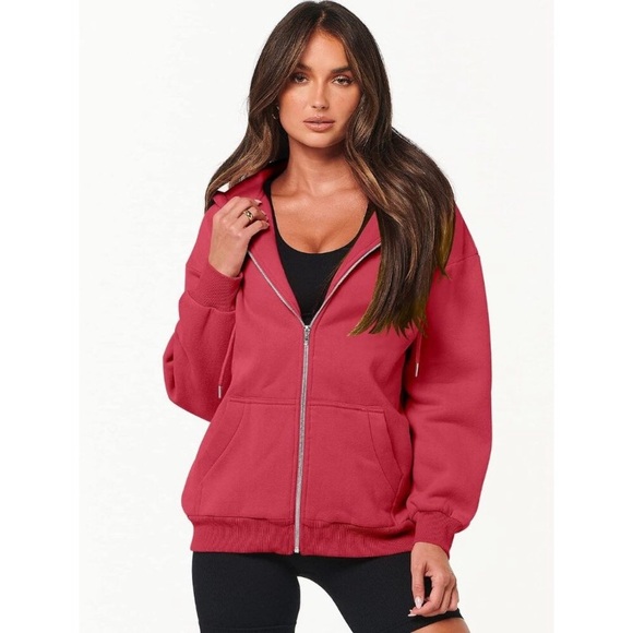 Women's Oversized Zip Up Hoodies Sweatshirts Y2K Clothes Jackets with Pockets - Picture 2 of 9